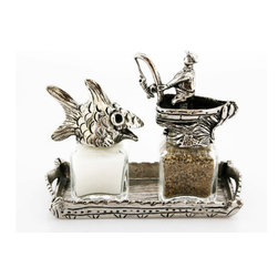Fish and Fisherman Salt and Pepper Shakers - Salt And Pepper Shakers And Mills