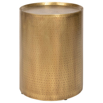 Pala End Table Distressed Hammered Gold Finish