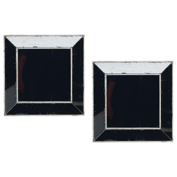 Antique Square Framed Wall Accent Mirror, Set of 2