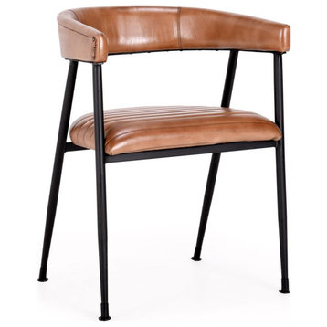 Preston Leather Dining Chair in Caramel