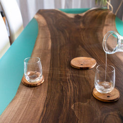 Epoxy Resin Walnut Table - Glass Virtuoso Island Table - Island - Dining Tables