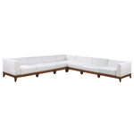 Meridian Furniture - Rio Water Resistant Fabric  Patio 7-Piece Modular Sectional, Off White - Build the seating group you need for your outdoor entertaining area with one or more selections from the Rio collection including this Rio outdoor off-white water resistant modular sectional. A solid acacia wood frame provides sturdy dependability for this sectional, ensuring its long-lasting performance and impeccable beauty. The plump cushions are encased in resilient water resistant fabric to keep them looking luxuriously beautiful for seasons to come. Attach other units in the collection to this sectional with convenient latches.