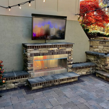 Walk out basement patio w/TV, Gas fireplace and water feature - Lewis Center, OH