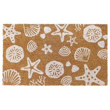 White Machine Tufted Sea Shells Doormat, 18" x 30"