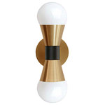 Dainolite - Fortuna Modern Contemporary Wall Sconce, Aged Brass With Matte Black - 3.4" Aged Brass Fortuna Wall Sconce with Matte Black. This 2 light LED compatible is recommended for the wall in a Foyer or Hall. It requires 2 incandescent G25 bulbs, is covered by a 1 Year Warranty and is suitable for either a residental or commercial space.