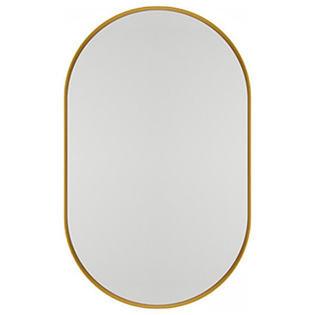 GDF Studio 20"x34" Oval Metal Recessed Bathroom Medicine Cabinet, Gold