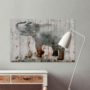 "Gray Elephant" Painting Print on Wrapped Canvas