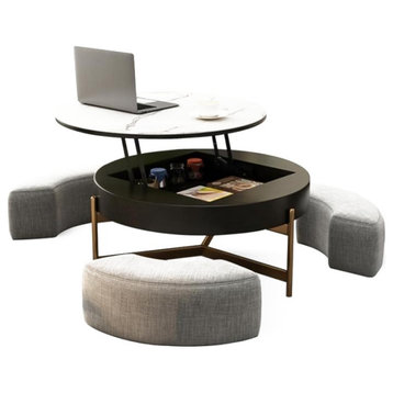 Round Modern Coffee Table With Storage Sintered Stone