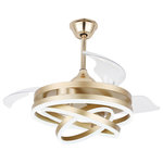 Oaks Aura - Oaks Aura 42" DIY Shape Retractable Ceiling Fan with Lights and Remote Control, Gold - The perfect combination of charm and function brings unique aesthetic appreciation for your home decoration. This product can bring you enough light to help your space circulate air. 6 speed wind and 3 color light modes, all of which can be controlled remotely. In summer, ceiling fans flow down, creating fresh breezes. In winter, the ceiling fan can be turned in the opposite direction to promote air circulation. A 5-inch and 10-inch downrod allows you to adjust the height to suit the size of the room.