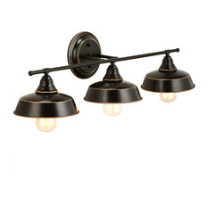 3-Light Industrial Wall Sconce Light Fixture in Oil Rubbed Bronze Finish