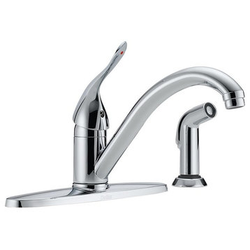 Delta HDF Single Handle Kitchen Faucet With Spray, Chrome, 400LF-HDF