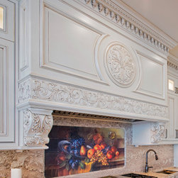Custom White Kitchen Carved Hood - Products