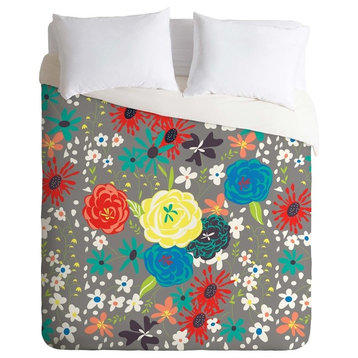 Deny Designs Vy La Bloomimg Love Gray Duvet Cover - Lightweight