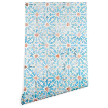 Deny Designs Schatzi Brown Hara Tiles Light Blue Wallpaper, Blue, 2'x8'