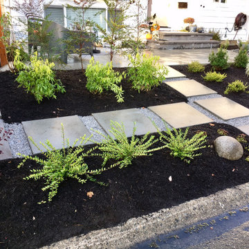 View from the curb - side footpath and the patio beyond