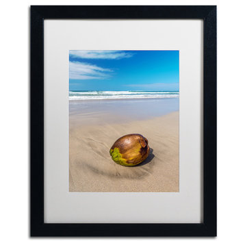 Pierre Leclerc 'Beached Coconut' Matted Framed Art, Black Frame, White, 20x16