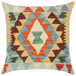Bareens Designer Rugs - Bohemian Turkish Keven Hand Woven Kilim Throw Pillow - Embellish your home with this timeless casual chic handmade Southwestern Kilim throw pillow covers made with and cotton. Constructed on a loom by Nomad Turkman people with hand spun and Natural Vegetable dyes these beautiful Kilim pillow covers are known for their beautiful repetitive geometrical, naturalistic floral and traditional patterns yet still giving it a moden look. Masterfully artisan-crafted on traditional Kilim looms with a contemporary fashion palette producing bold intricate sharp patterns making them a standout piece in any decor.