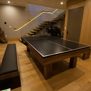 Walnut pool table with a ping pong and dining coversion top