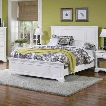 Homestyles Naples Wood Queen Bed in Off White