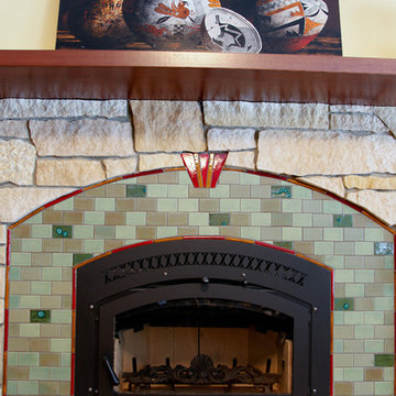 American Craftsman Patina Tile Fireplace