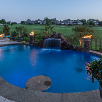 Raised Beam Free-Form Pool with Tiered Spa