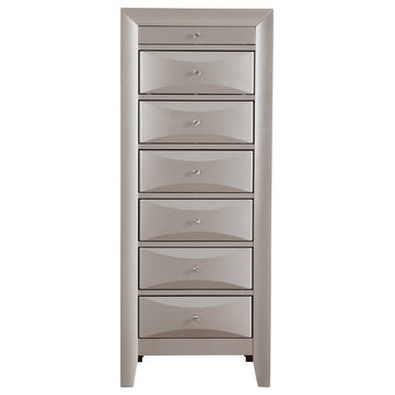 Marilla Silver 7 Drawer Chest of Drawers, 23"x17"x58"