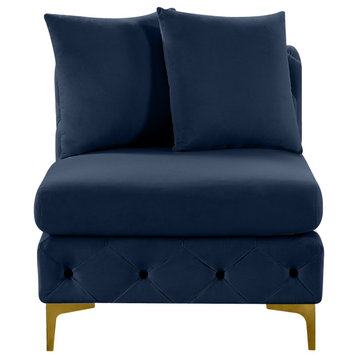 Tremblay Velvet Upholstered Armless Chair, Navy