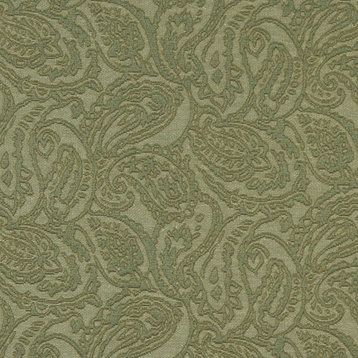 Green Traditional Paisley Woven Matelasse Upholstery Grade Fabric By The Yard