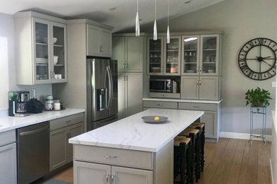 Example of a kitchen design in San Francisco with gray cabinets