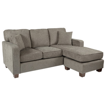 Russell Sectional, Taupe fabric With 2 Pillows and Coffeeed Legs