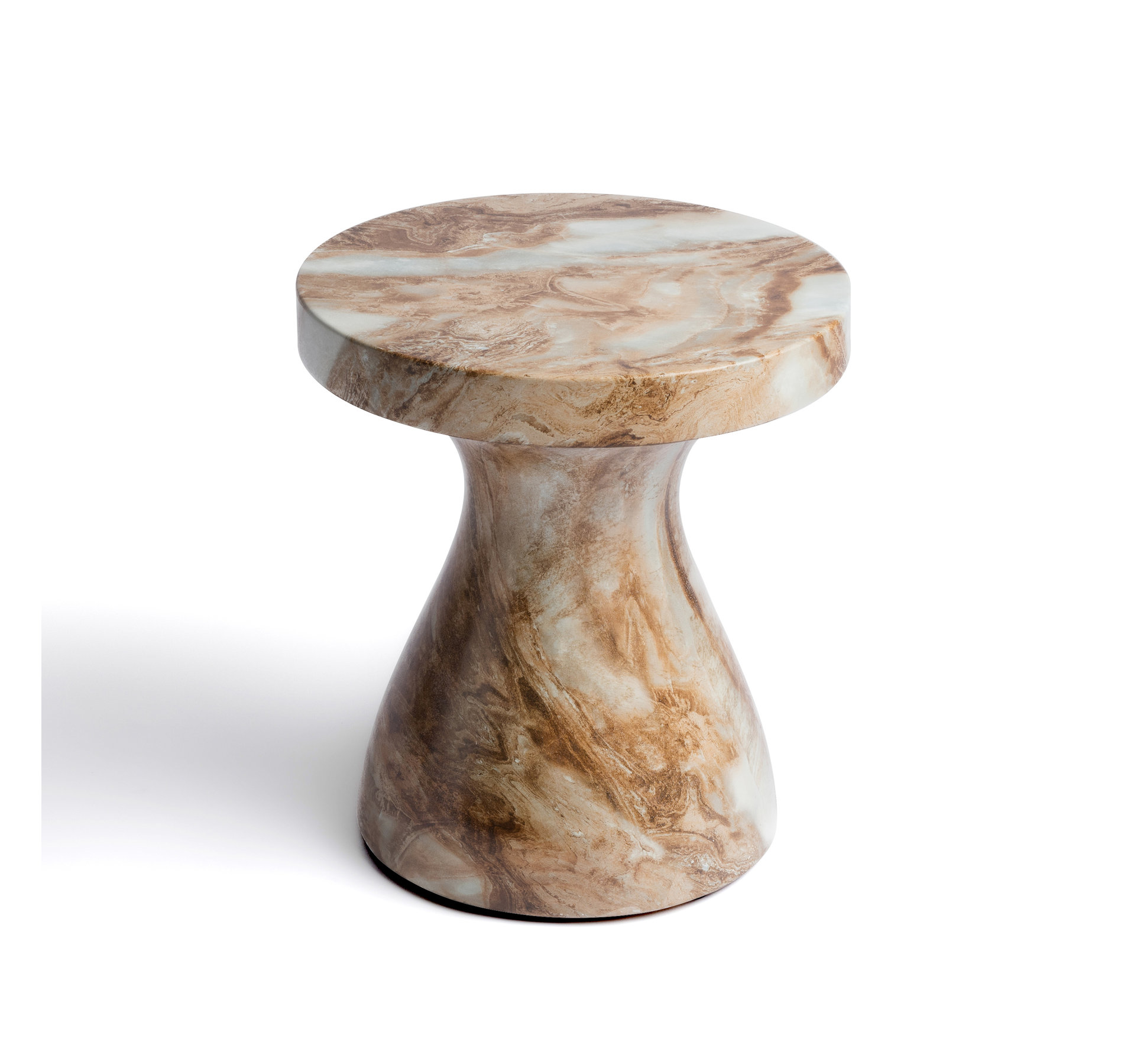 Studio London Monia Stylish Indoor Outdoor Faux Marble End Table for Living Room, Onyx Brown