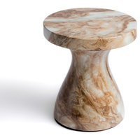 Studio London Monia Stylish Indoor Outdoor Faux Marble End Table for Living Room, Onyx Brown