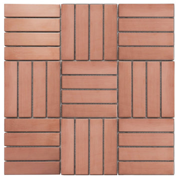 Modket Copper Color Rose Gold Metal Parquet Mosaic Tile Backsplash TDH270RG