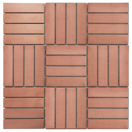 Modket Copper Color Rose Gold Metal Parquet Mosaic Tile Backsplash TDH270RG