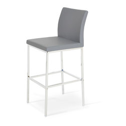 Aria Chrome Bar Stool- Grey Italian PPM - Bar Stools And Counter Stools