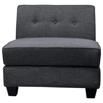 Best Master Vendome Fabric Upholstered Modular Armless Chair in Gray
