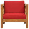 Indira Outdoor Acacia Wood Club Chair With Cushion, Red