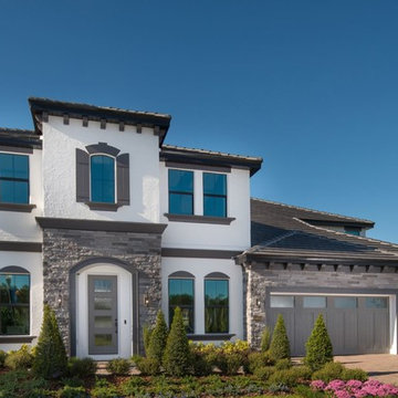 Contemporary White and Dark Grey Home Facade