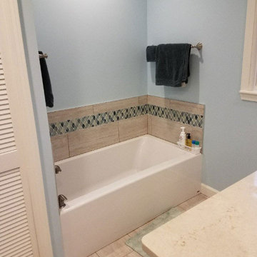 Bathroom Remodel with Glassed In Shower, Taj Mahal Vanity & Custom Cabinets