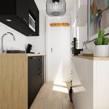 Rénovation petit studio de 14m2-Style Industriel-Conception 3D