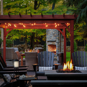 Make a Statement with a Versatile Outdoor Kitchen and Double Fire Feature