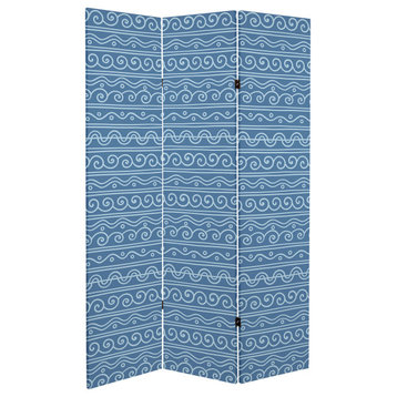 6' Tall Double Sided Mediterranean Patterns Canvas Room Divider