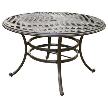 Benzara BM272254 49" Wynn Outdoor Patio Round Open Metal Dining Table, Black