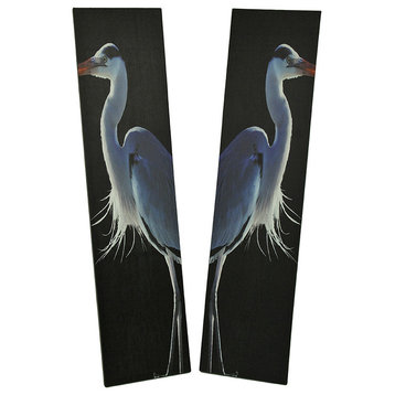42 in. Twin Herons Black and White Canvas Print Set