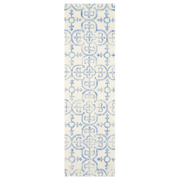 Safavieh Dip Dye Collection DDY711 Rug, Ivory/Blue, 2'3"x10'
