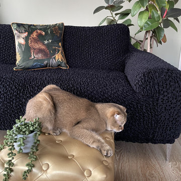 Black Sofa 3 Seater Slipcover | Velvet Collection | Interior Design