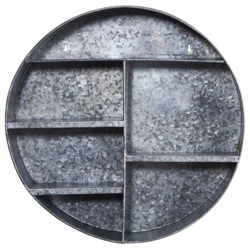 18 Galvanized Circular Metal Wall Mounted Shelf With Four Tier Shelves
