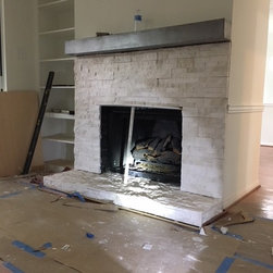 Stone Stacked on Fireplace & Kitchen Backsplash - Siding And Stone Veneer
