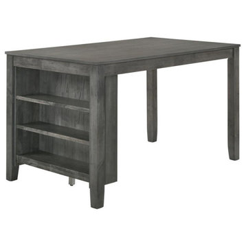 Dark Gray Wood Counterheight Dining Table with 3 Shelf Storage