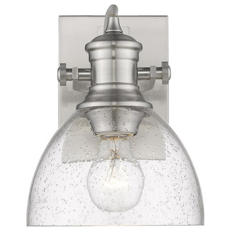 Hines 1-Light Bath Vanity, Pewter, Seeded Glass